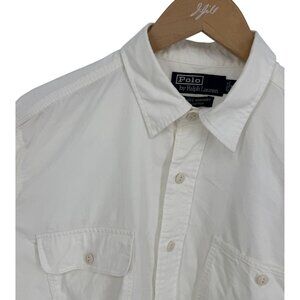 Polo Ralph Lauren Dungaree Workshirt Long Sleeve Button Up Corduroy Size M White